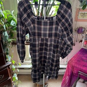 Plaid Long Sleeve Dress